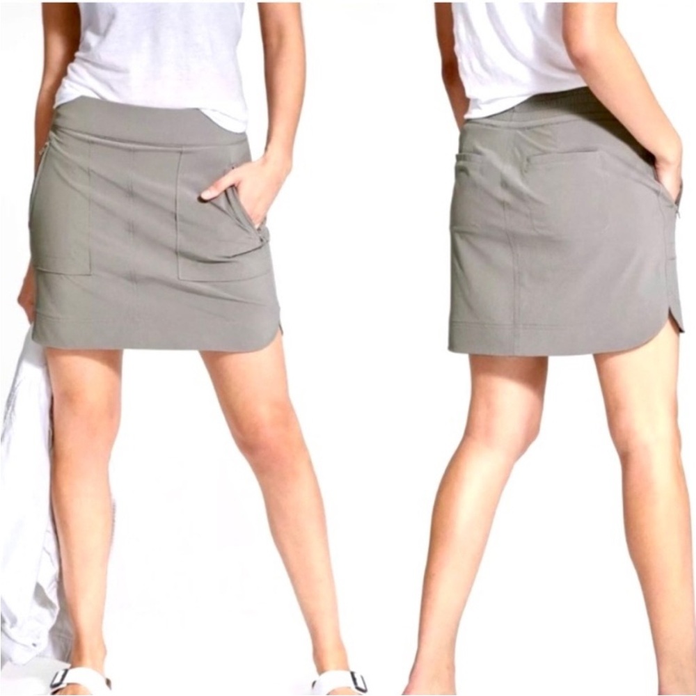 Athleta Chelsea Cargo Skort Shorts Zip Pockets Pull On Size 0 Gray